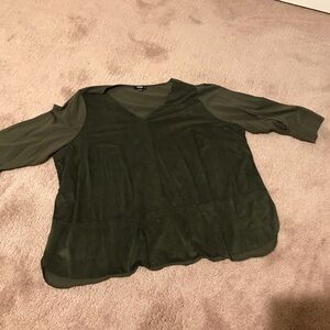 Faux suede front v-neck top